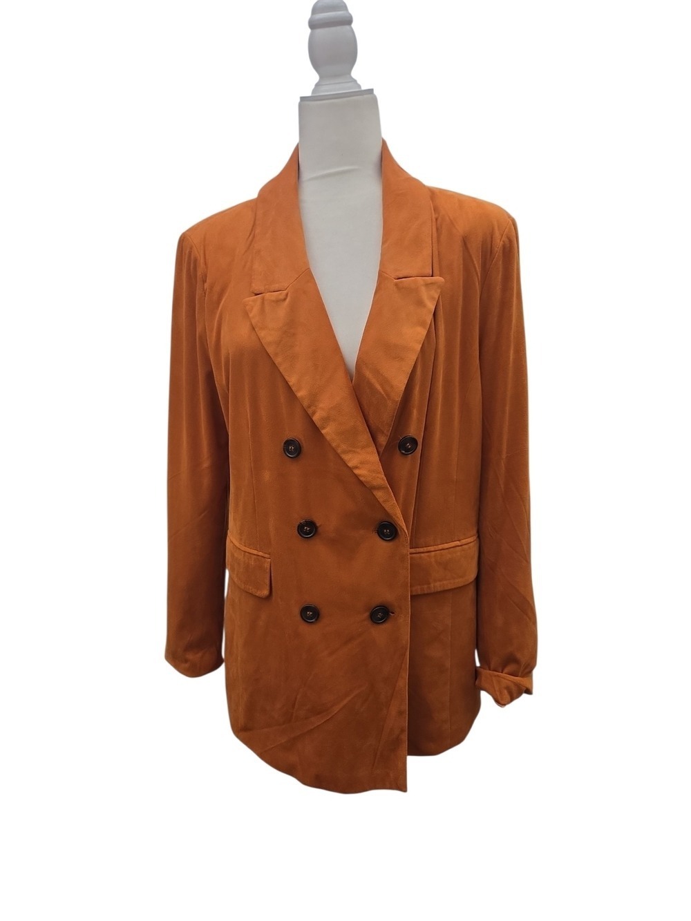 Lined Soft Heavy Well Made bagatelle Double-Breasted Womens Blazer in Rust L